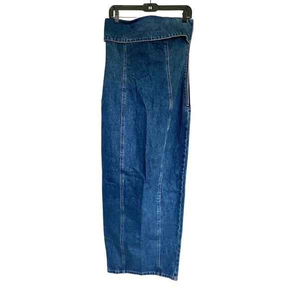 MESHKI Katherine Strapless Midi Denim Dress - Picture 1 of 3